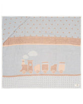 Choo-Choo Train Gauze Hooded Blanket Single