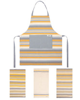 Saffron Stripe Bundle - 1 Towels Set, 1 Apron