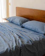 Classic Micro Twill Stripe Melange Sheet Set Indigo