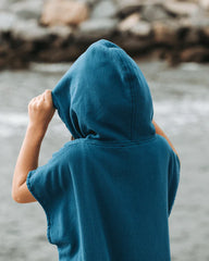 Terra Hooded Poncho Youth - Teal Blue