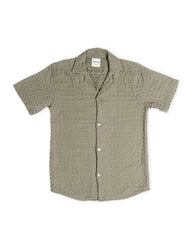 Orb Button Down Waffle Shirt - Olive - Mens
