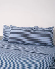 Classic Micro Twill Stripe Melange Pillowcase Set Indigo
